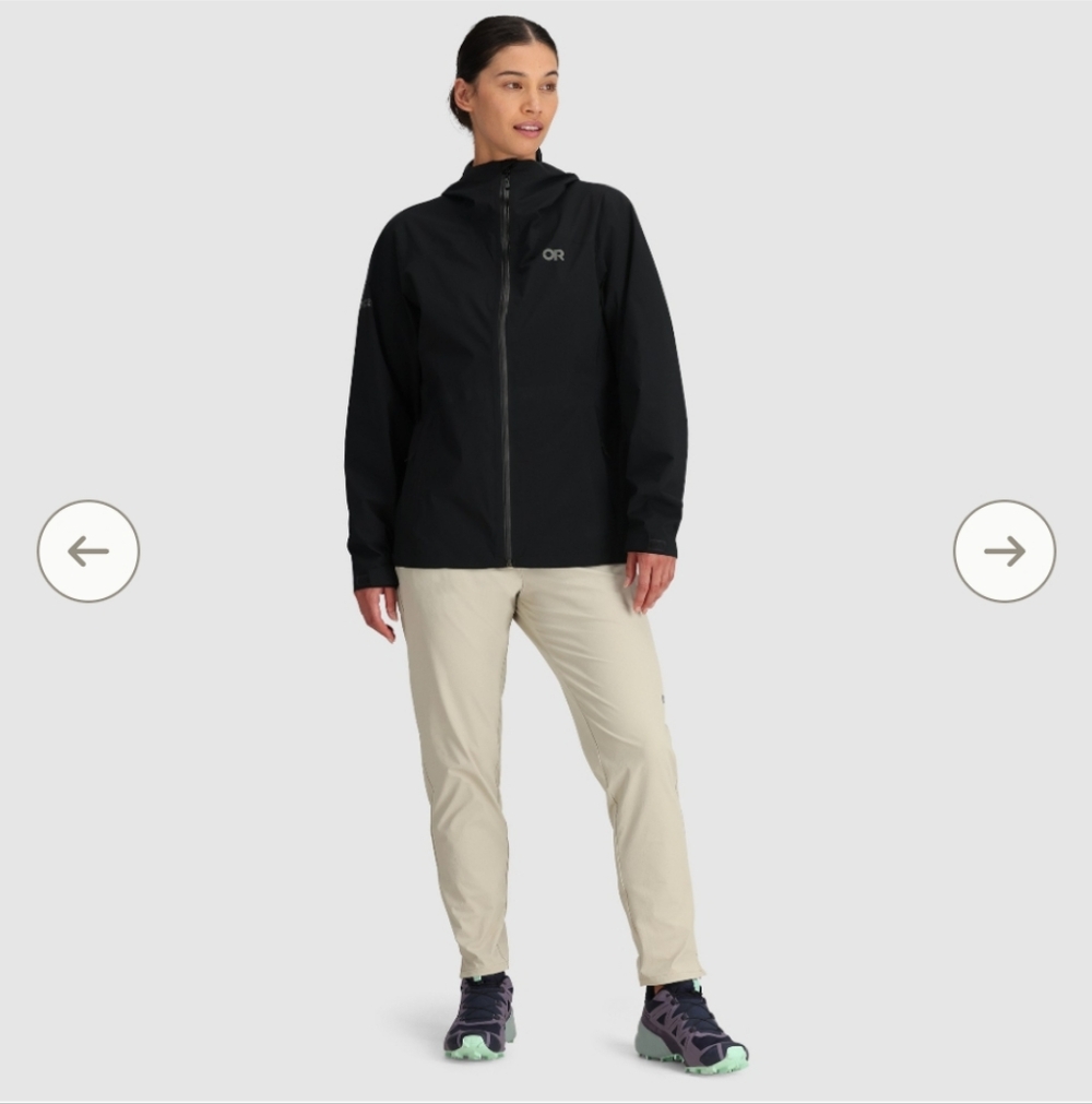 OR - Outdoor Research Black Hooded Rain Jacket - Picture 2 of 6